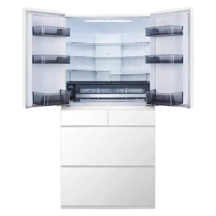 Hitachi 670L Multi-Drawer Fridge Freezer Crystal White Glass R-GW670TAXW - Image 2